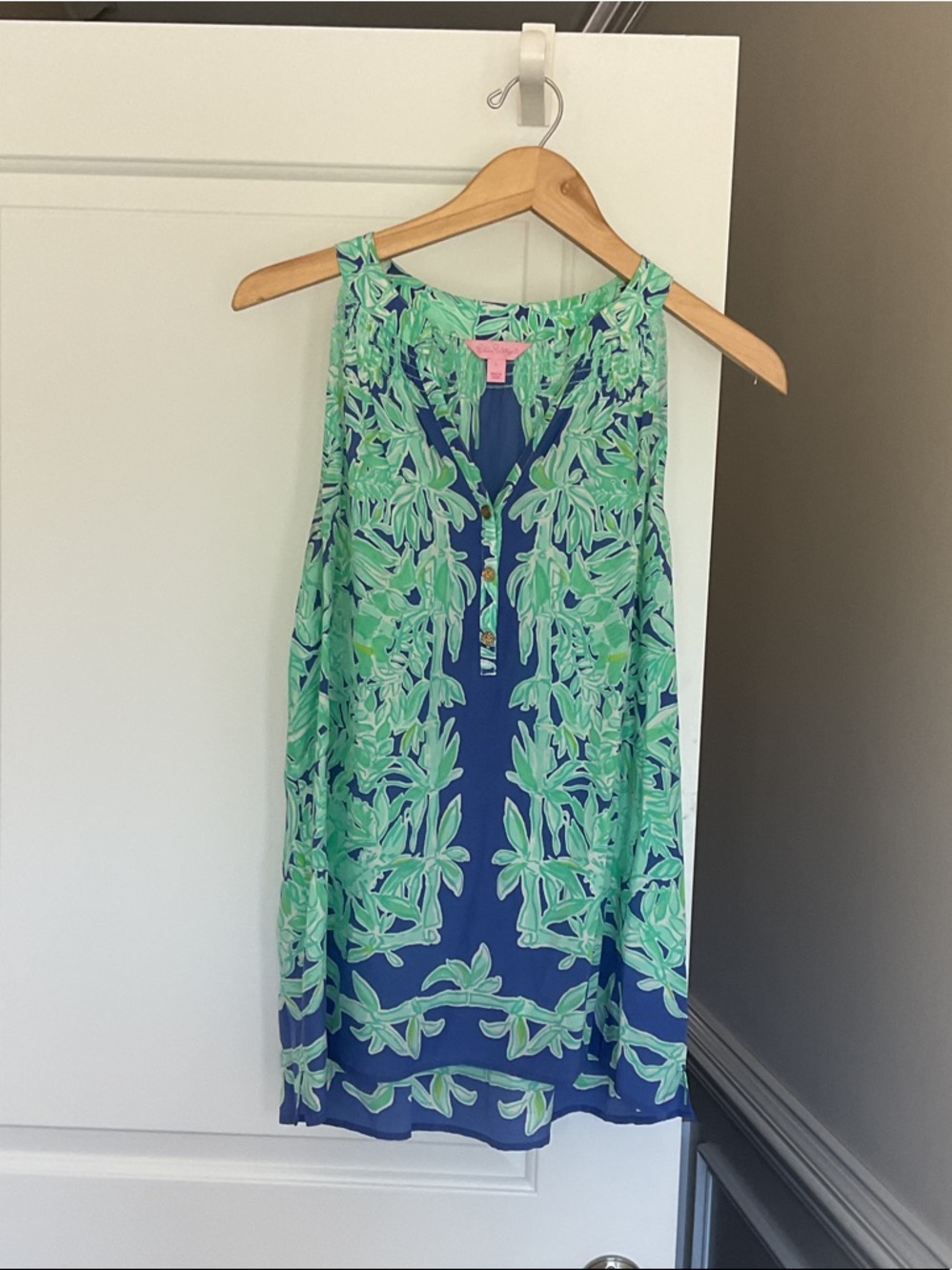 Green & Navy Floral Shift top